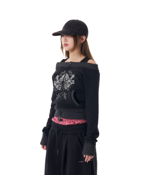 CROS2 Off-shoulder Zip-Up (Black)