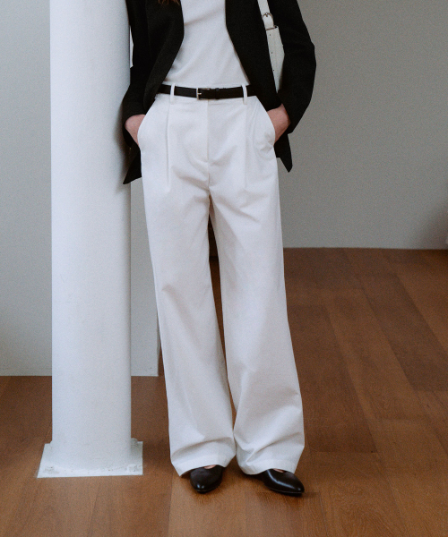 Cotton One-Tuck Pants[LMBESPPT5502]-White