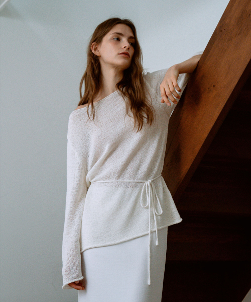 Cotton Linen Boat Neck Knit Top[LMBFSP25KN266]-2color