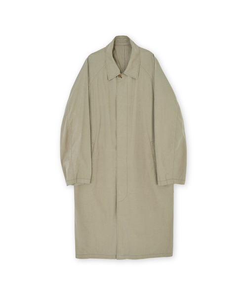 Washed Balmacaan Coat, Dark Beige