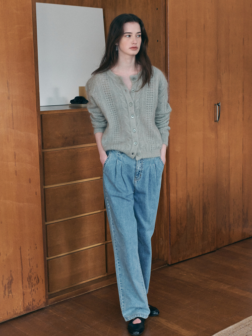 HUGO two tuck straight denim pants_BLUE