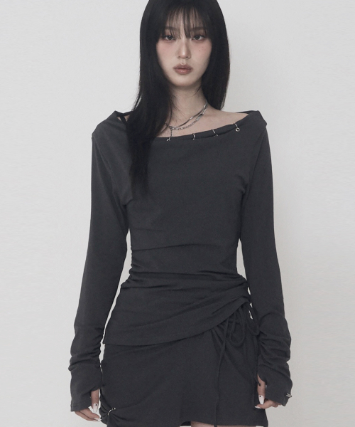 Piercing Drape Set-up Long Sleeve (Charcoal)