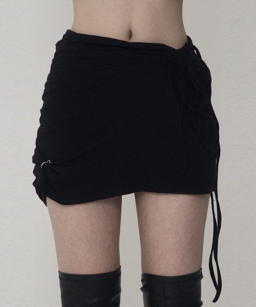 Piercing Drape Set-up Mini Skirt (Black)