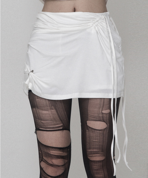 Piercing Drape Set-up Mini Skirt (Ivory)