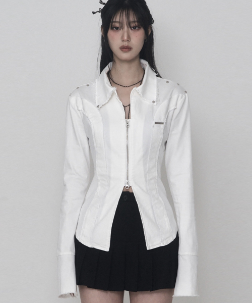 Damage Eyelet Corset Jacket (White)