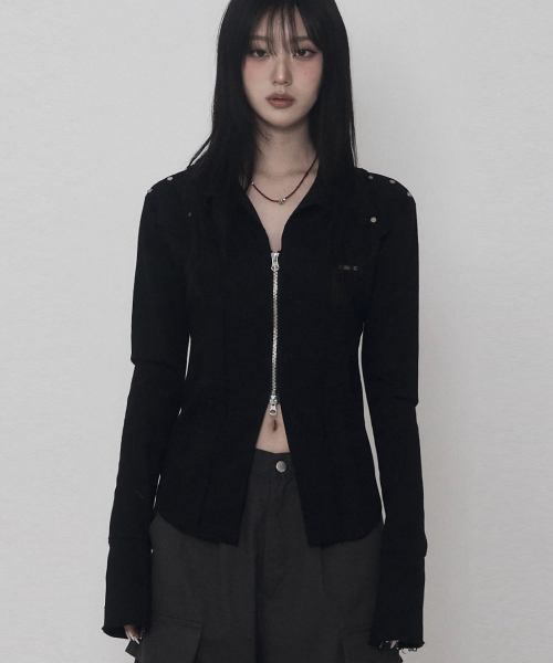 Damage Eyelet Corset Jacket (Black)