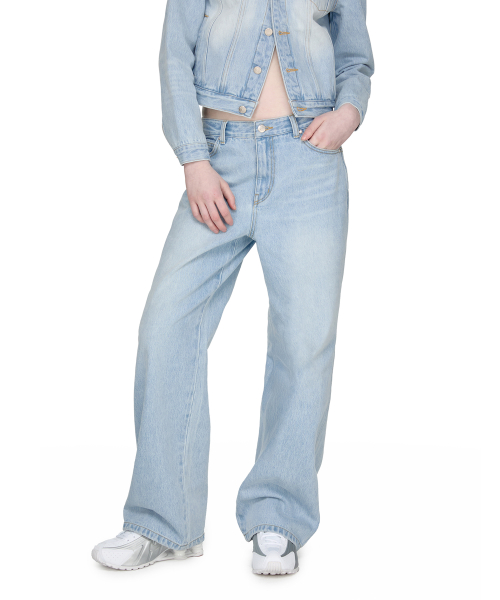 Low-Rise Denim Pants, LIGHT BLUE