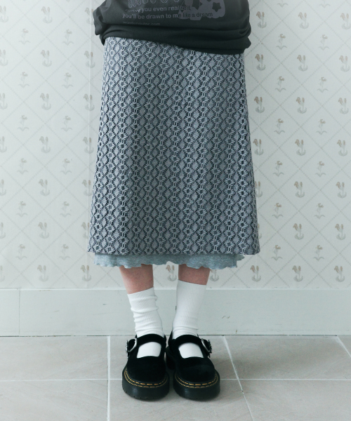 Race Long Skirt [Grey]