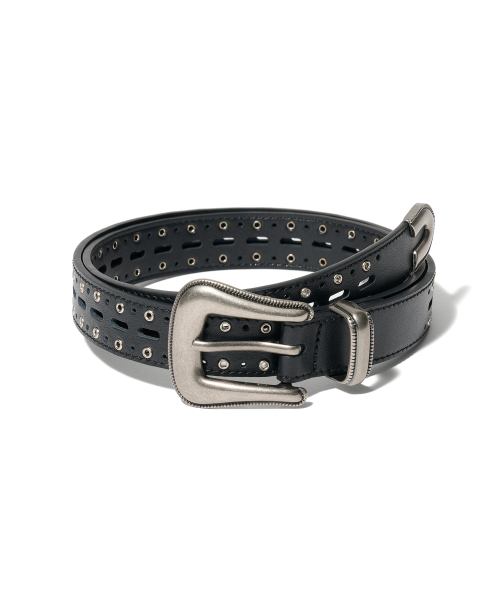 BL022 락 미니 아일렛 남자 여자 가죽 벨트 24mm 블랙