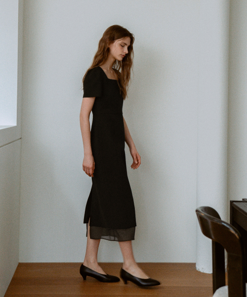 Square See-through Dress[LMBFCO25DR5806]-Black