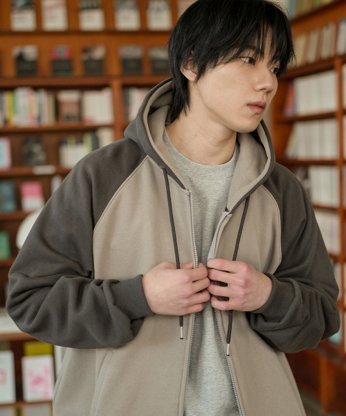 Nova Overfit Raglan Hood Zip Up Deepgray SOHD2608