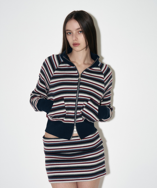 Ivy Stripe zip up (Navy)