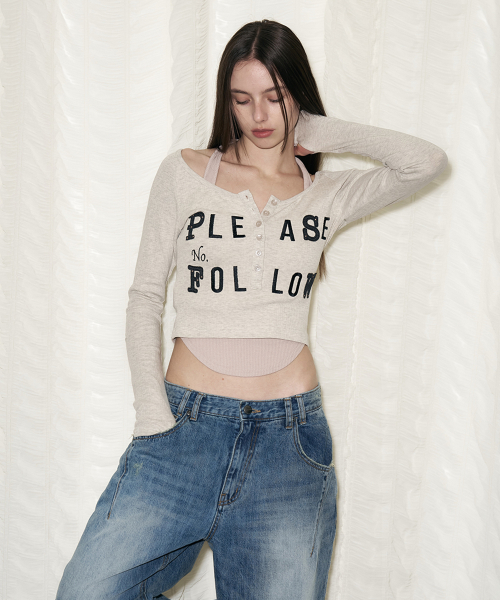 Megan Patch Long Sleeve Top (Oatmeal)