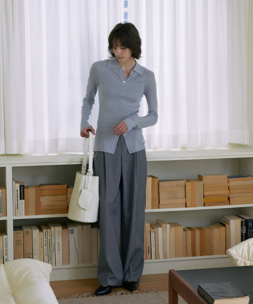 One-Tuck Wide Slacks[LMBESPPT5503]-Gray