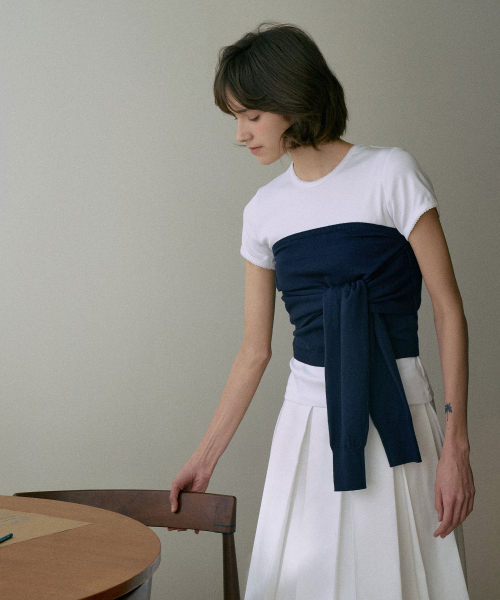 Knotted Knit Bustier[LMBESPKN265]-Navy
