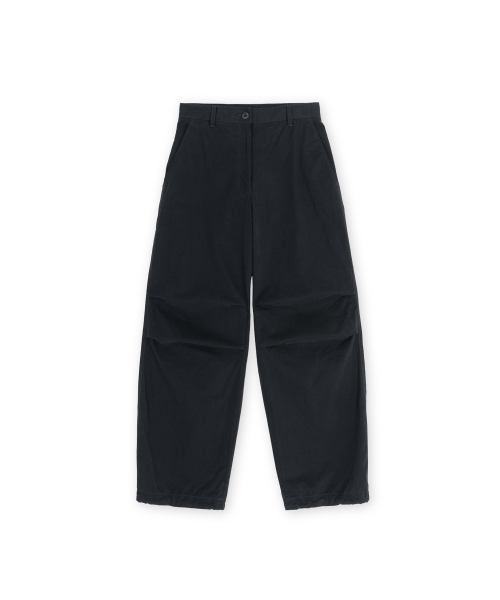 W Washed Parachute Pants, Black