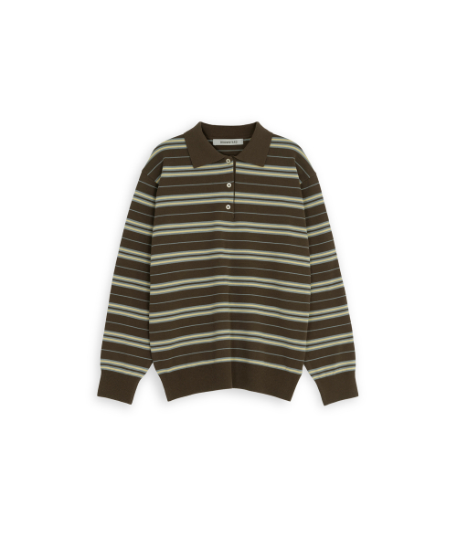 W Stripe Knit Pique, Brown