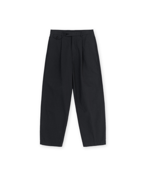 Loose Tapered Cotton Pants, Black