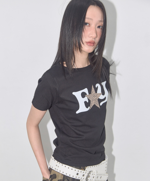 FY LEOPARD TEE (BLACK) F25QB100