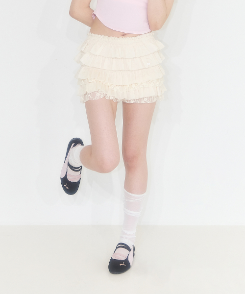 Cancan Frill Skirt Pants Ivory