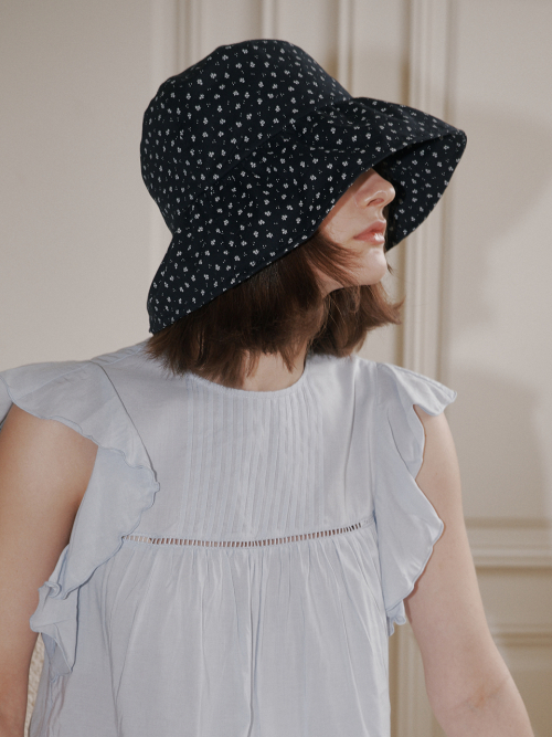 Violetta Shirring Bucket Hat (Navy)