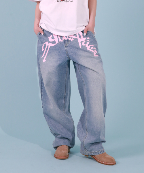 GRAFFITY DENIM PANTS LIGHT BLUE