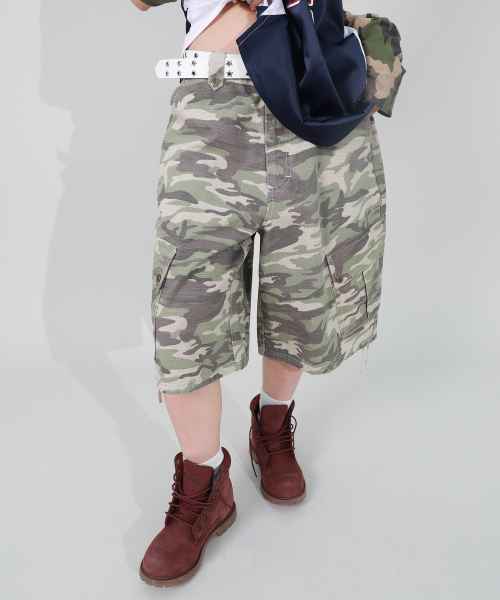 PATTERN CARGO HALF PANTS CAMO