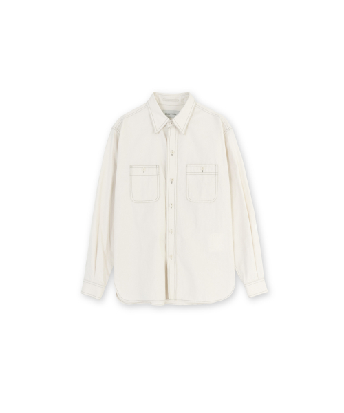 W Washed Work Shirt, Ecru