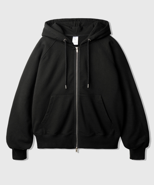 Luna Raglan Balloon Hood Zip Up Black KJHD2613