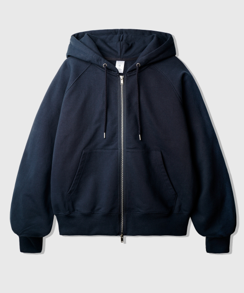 Luna Raglan Balloon Hood Zip Up Navy KJHD2613