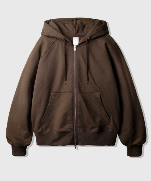 Luna Raglan Balloon Hood Zip Up Brown KJHD2613