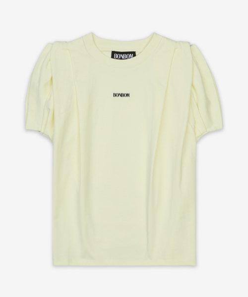 풀 숄더 반소매 티셔츠 - 라이트옐로우 / BPT25TSHIRT81