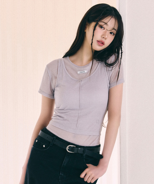 NUBASIC TENCEL HALF T-SHIRT SET GRAY