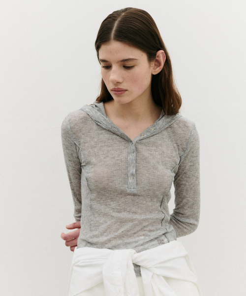NUBASIC SLIM FIT HOOD T-SHIRT GRAY