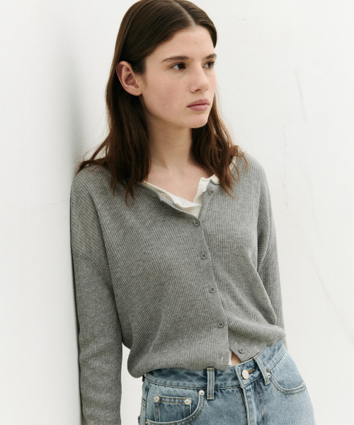BASIC LINEN CARDIGAN GRAY