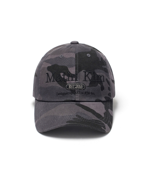 CAMOUFLAGE LOGO BALL CAP IN CHARCOAL