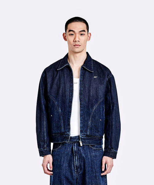 Coated gradation denim jacket - Deep Blue