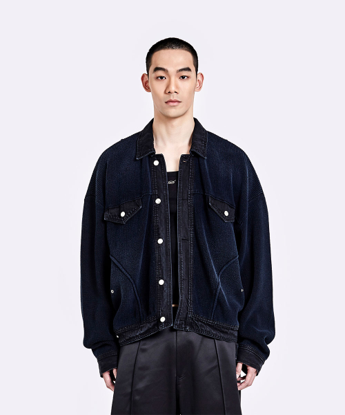 Denim knit Jacket - Black