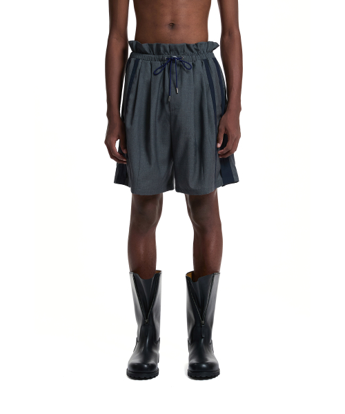 Drawstring Pleated Shorts_Grey
