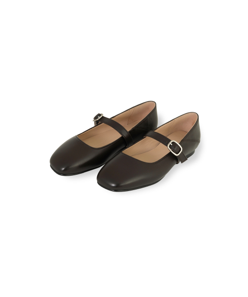 W Leather Mary Jane Shoes, Dark Brown