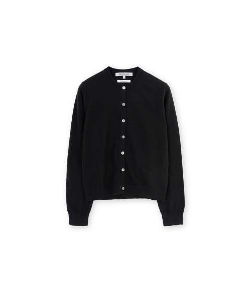 W Cotton Cashmere Round Cardigan, Black