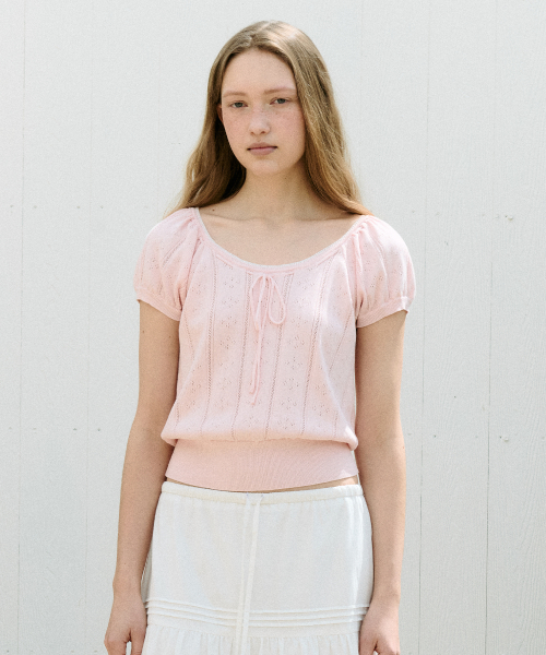 SKASHI RIBBON POINTED HALF KNIT PINK