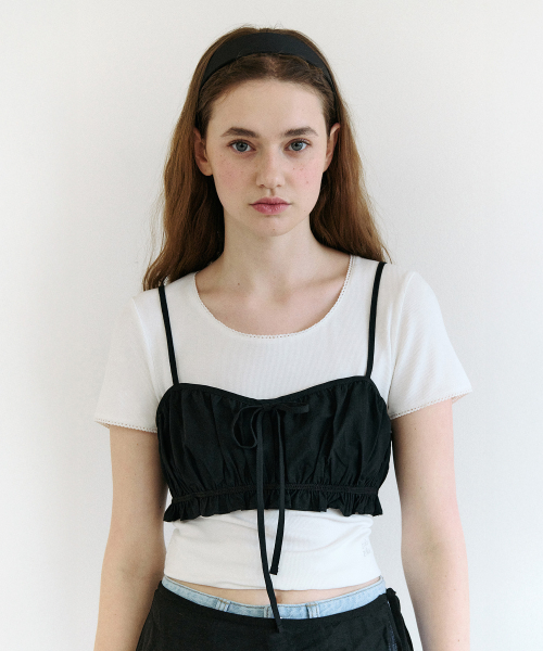 COTTON BUSTIER TOP BLACK