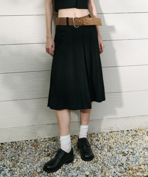 MIDI FLARE SKIRT BLACK
