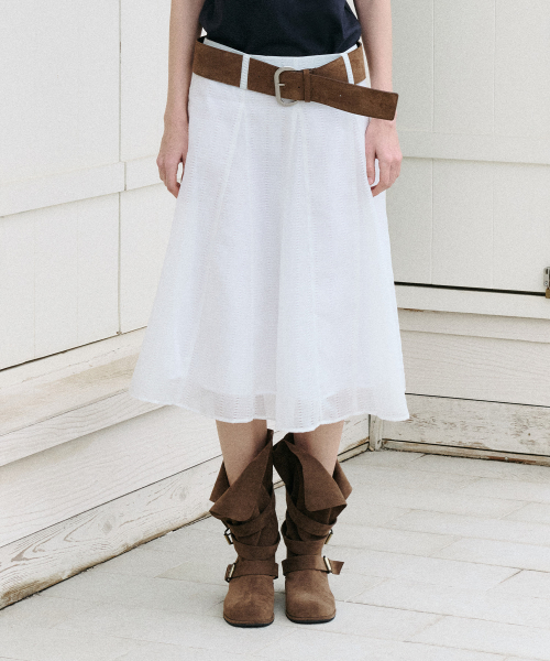 MIDI FLARE SKIRT WHITE