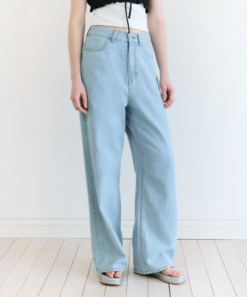 SUMMER WIDE DENIM PANTS LIGHT BLUE