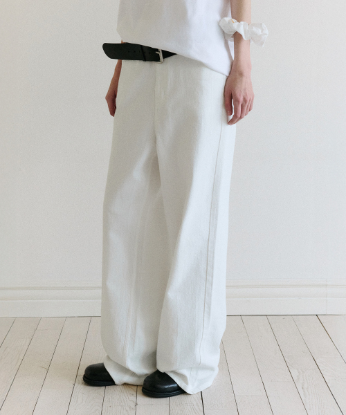SUMMER WIDE DENIM PANTS WHITE