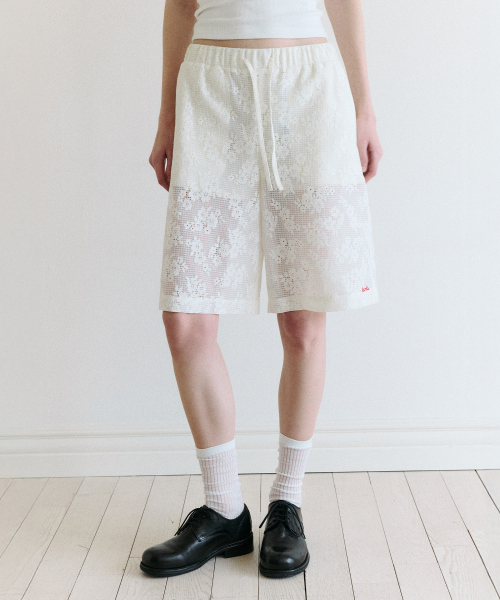 LACE BERMUDA PANTS IVORY