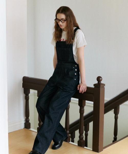 SEMI WIDE OVERALL DENIM PANTS DEEP BLUE