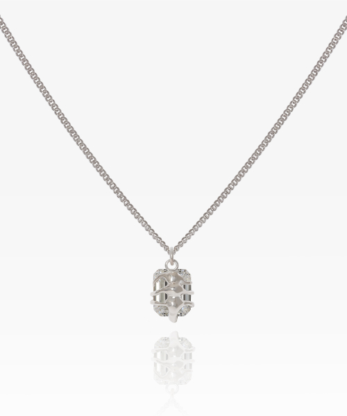 Clear Hug Necklace - Silver